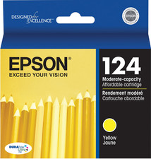 New Genuine Epson 124 Yellow Ink Cartridge Epson Stylus NX125 Epson Stylus NX127