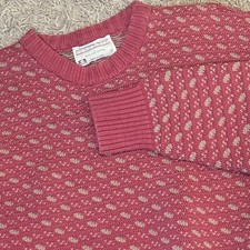 LORD JEFF XL Men's SWEATER Cable Knit Chunky 100 Cotton Fisherman USA PINK