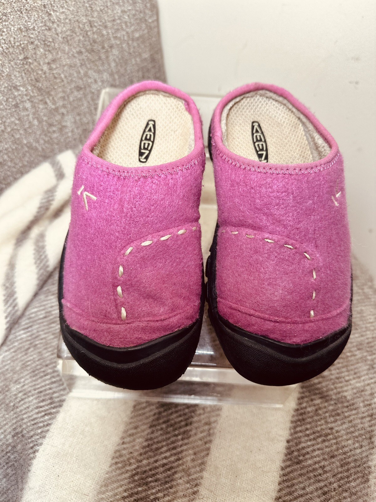 Zoccoli KEEN Timberline in feltro di lana Moc Mule scarpe da trekking slip on rosa ragazze 1