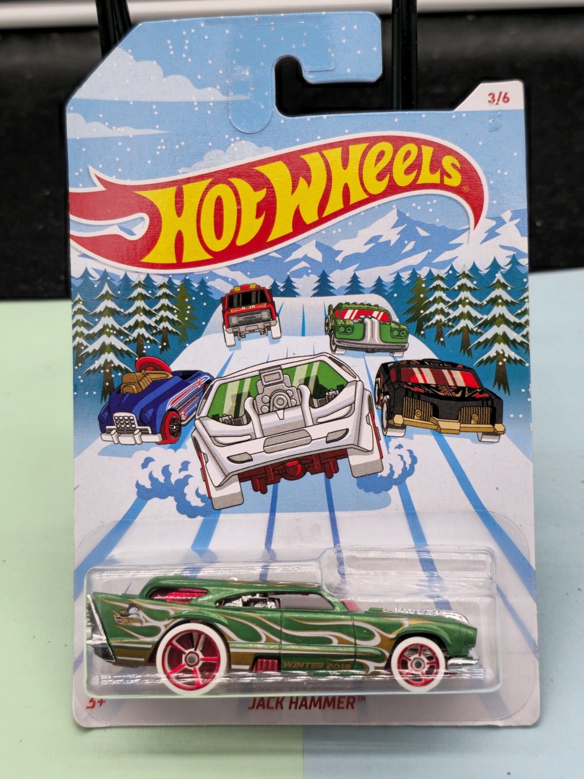 2018 Hot Wheels Holiday Hot Rod Christmas. GREEN Jack Hammer. FKV10