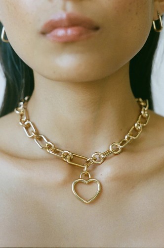 Laura Lombardi Beatta Necklace 1.5 " Brass Heart Charm - Picture 2 of 7