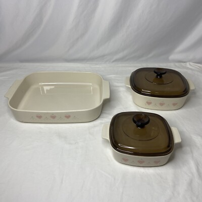 Set of 5 Large Piece Corning ''Forever yours'' Casseroles A-1-B, A-2-B A-21-B 
