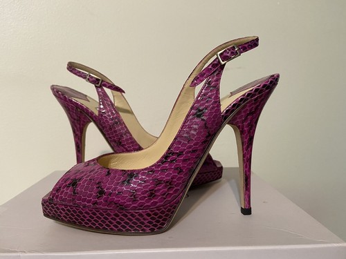 jimmy choo IT37.5 /US7 New Fuchsia Snake platform stiletto Sandals retail.$790. - Picture 4 of 12
