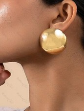 ON TREND 4cm BIG GOLD DOME oversize stud EARRINGS large metal ball studs BAUBLES