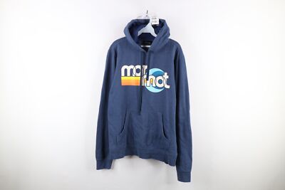Marmot Mens Medium Spell Out Retro Vintage Big Logo Hoodie Sweatshirt Blue