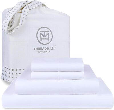 Threadmill Luxury 800 Thread Count King 100% Cotton Sheets King, Hotel White 