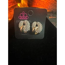 Paparazzi Jewelry Gold Clip On Earrings Rhinestone Pave Dome - Free Shipping