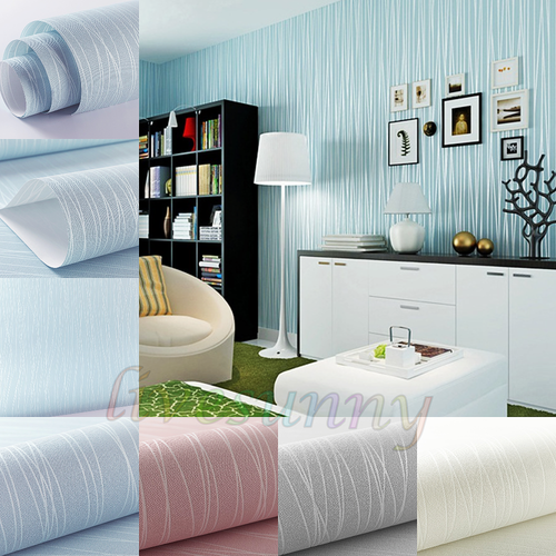 Plain Irregular Vertical Striped Wallpaper .Glitter Embossed Feature