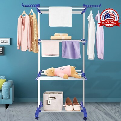 Rolling Clothes Drying Rack Laundry Rack Foldable Tendedero Para Secar La Ropa