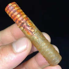 China antique old hetian jade Jadeite hand-carved pendant statue lezi A497