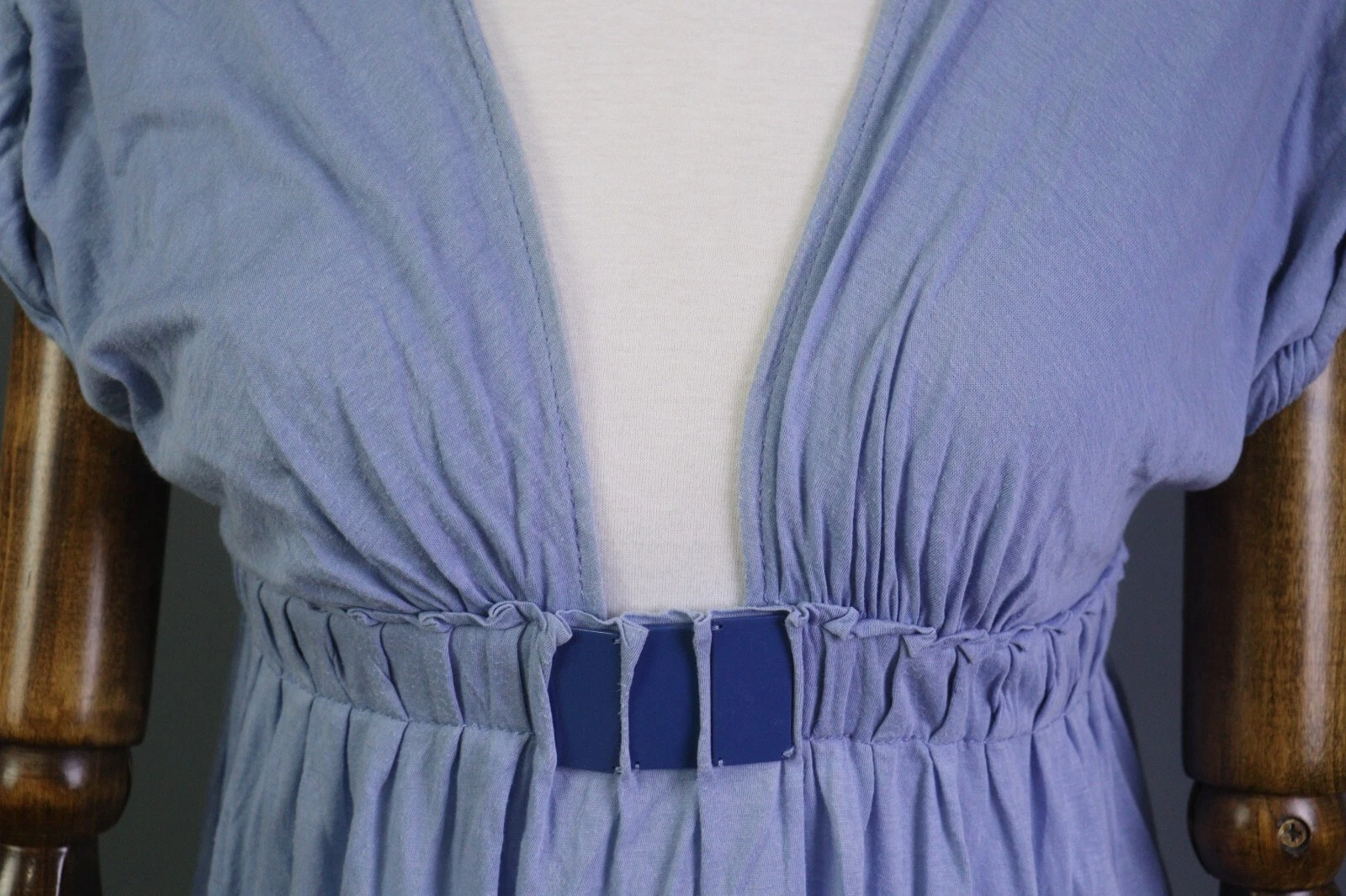 BOTTEGA VENETA blu cotone manica corta collo a cuore taglia 42