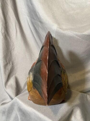 Vintage Hand Carved Wooden Chicken Rooster 9" X 9" - Picture 4 of 5