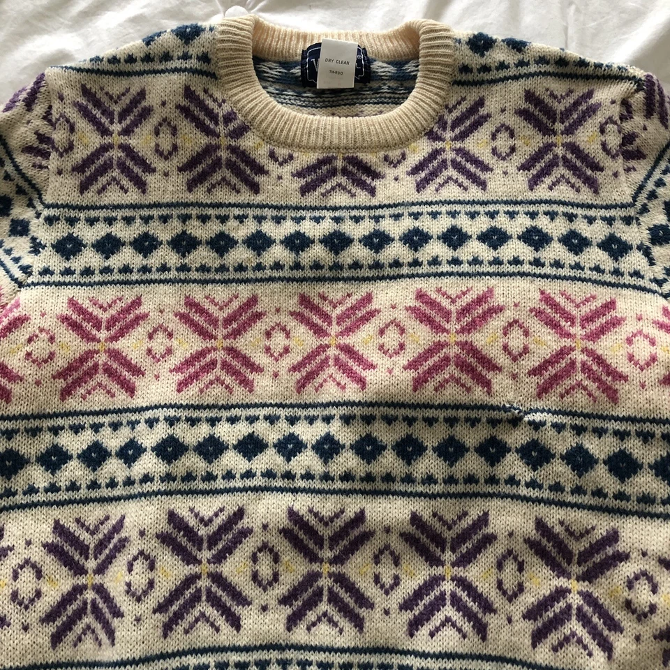 Suéter de Lana Copos de Nieve De Colección The Woolrich Mujer Rosa Azul Púrpura Talla Mediana Foto 3 de 4