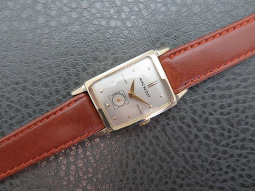 mens vintage marc nicolet manual wind wristwatch 10k gold filled