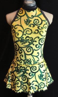 Yellow Gold Black Figure Skating Ice Skating Competition Dress | eBay