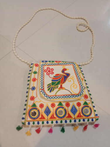 Borsa a mano Rajasthan indiano ricamata con pochette borsa per donna - Foto 1 di 5