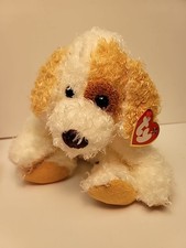  Ty Beanie Buddies Diggs Puppy Dog 12" Tysilk Plush White Yellow Curly Huggable 