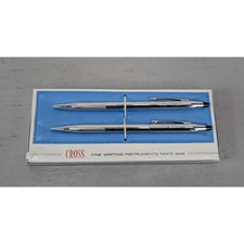 Cross 3501 Chrome Ballpoint Pen and Pencil Set Vintage Engraved Bob Houle USA