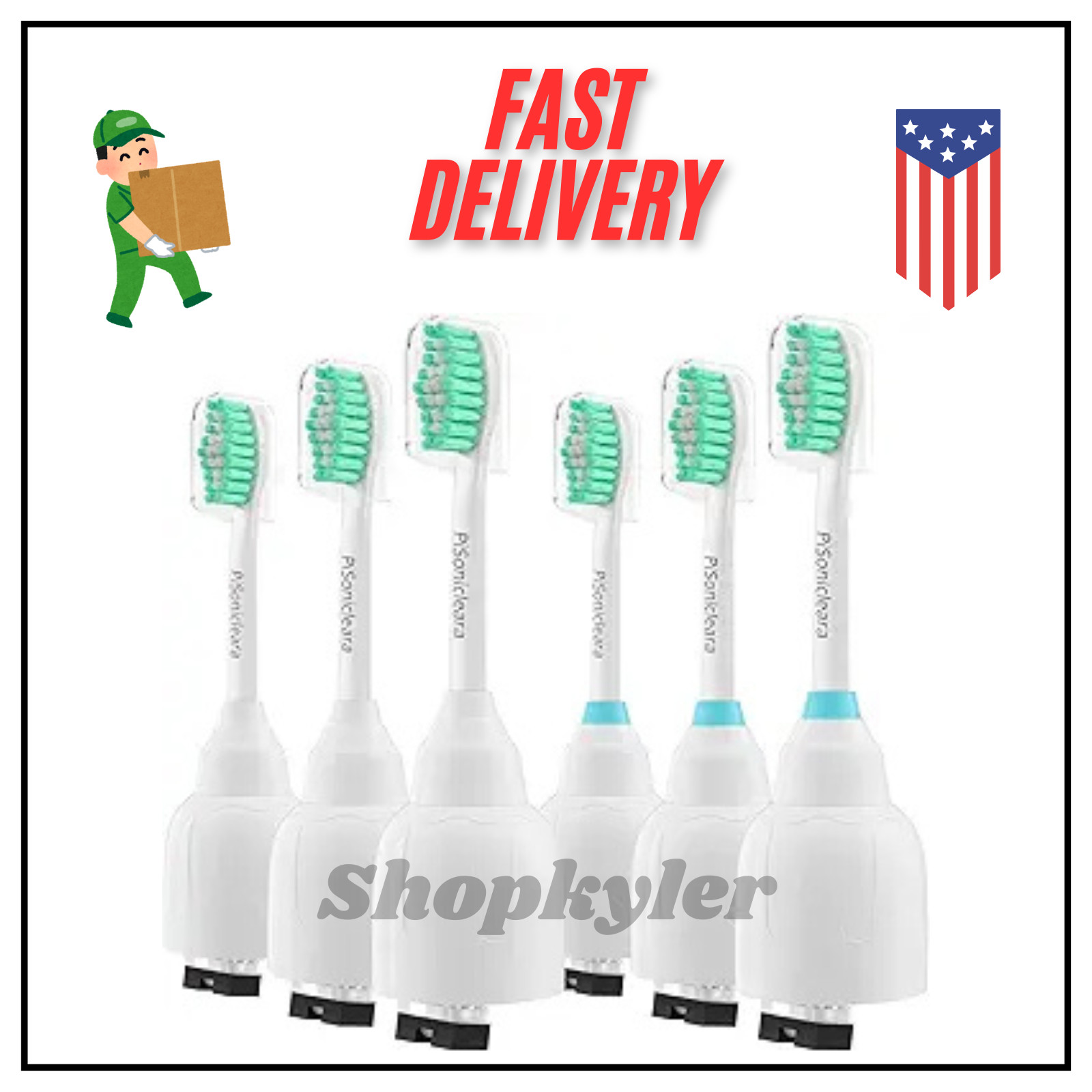 6-Pack Sonicare E-Series Brush Heads &ndash; Fits HX7001 &ndash; Rep