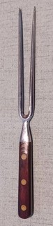 Imperial Carving Fork 12" Vintage 2 Prong Wood Handle Stainless Preowned Cond