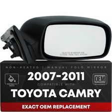 Passenger Side Mirror For Toyota Camry Power Non-Heated Manual Fold Convex Sm...