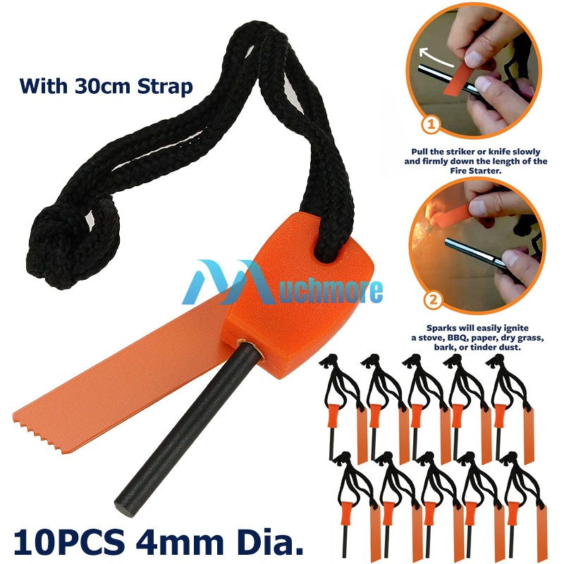 10X Fire Starter Flint Steel Striker Survival Kit Ferro Rod Outdoor Camping Tool