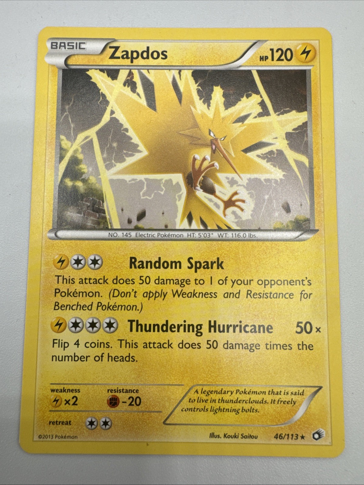 Zapdos 46/113 - Legendary Treasures - NON HOLO Rare 2013 Pokemon Card NM
