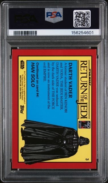 2023 TOPPS STAR WARS SAPPHIRE RETURN OF THE JEDI DARTH VADER #3 PSA 10 view 2