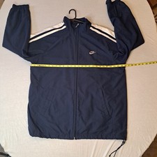 Nike Sz XL Men  s Navy W/White Stripe Lightweight Mesh Lined Windbreaker Jacket