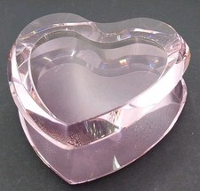Crystal Double Pink Heart Paperweight Ireland Valentine Love Gift By Shannon Vtg