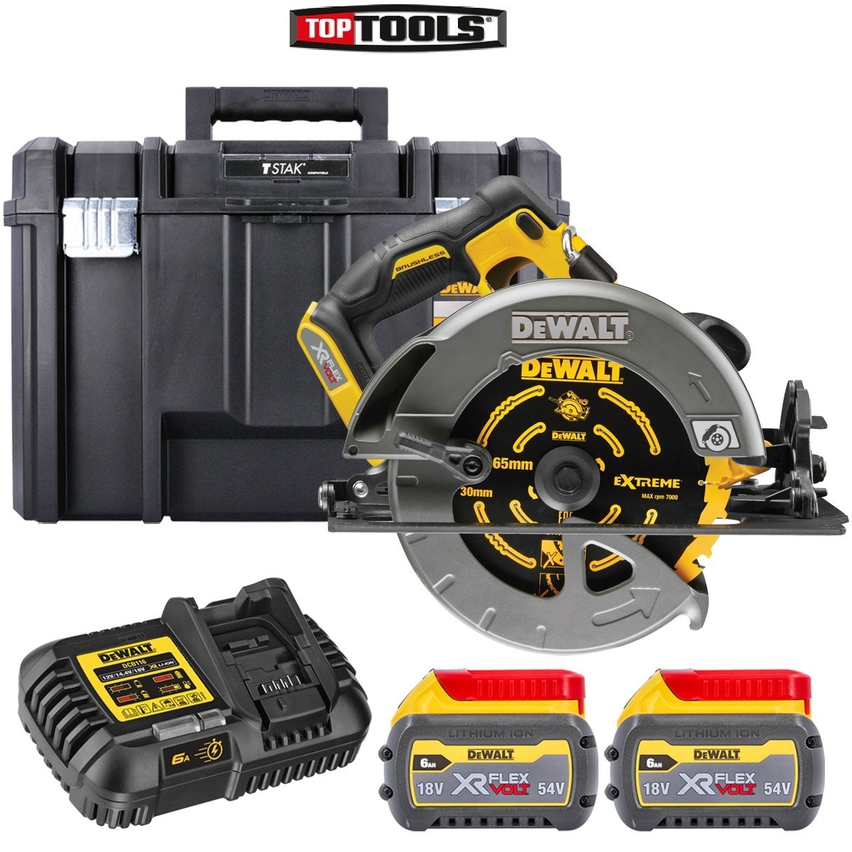 DeWalt DCS578T2 54V XR 190mm Circular Saw With 2 x 6 Ah batt, charger & Case