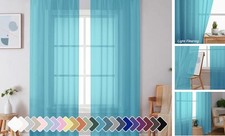 Sheer Curtains 84 Inches Long 2 Panels, 42"W x 84"L Pack of 2 Turquoise