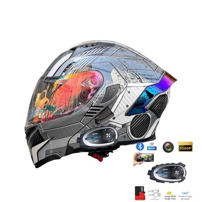 DOT Helmet with Bluetooth Intercom and Camera Built for Motorcycle Riders