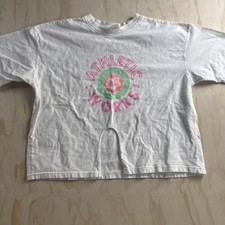 Vintage Athletic Works Shirt Womens One Size Cropped Floral Cutout USA White