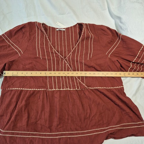 NWT MADEWELL Plus Embroidered Faux-Wrap Top 3X - Picture 3 of 12