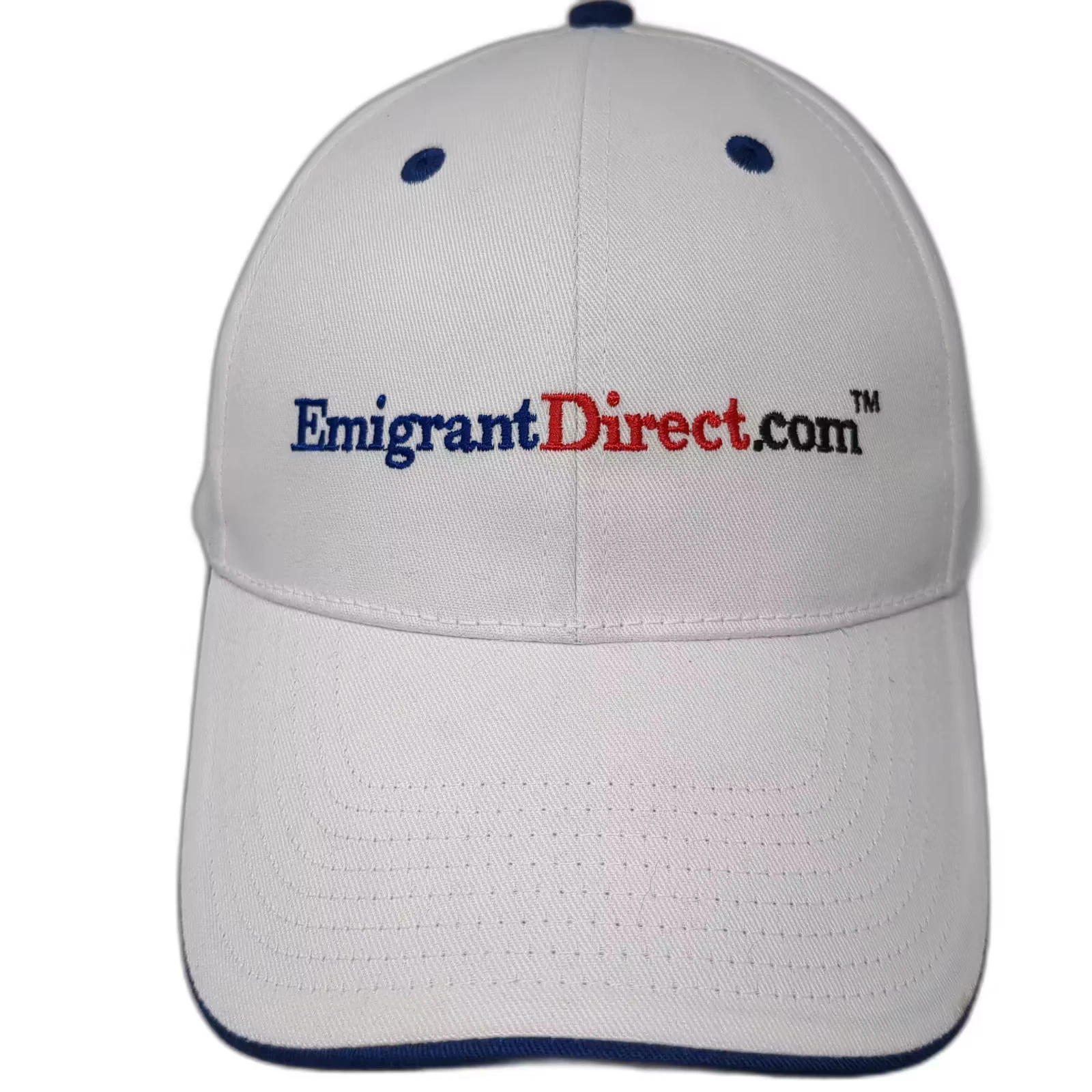 HIT WEAR EmigrantDirect.com White Baseball Cap OS Adjustable Embroidered Hat