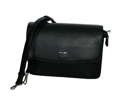PIXIE MOOD Zoe Black Vegan Leather Crossbody Bag Pewter Hardware, 10 x8 x3 