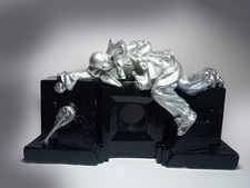 Statue collection ART nouveau Pierrot plâtre signé argent noir G.GAVAZZI France