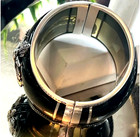 Estate Rare Miriam Salat 925 St Sl Topaz Resin Hinged Bangle Medallion Bracelet — photo 9