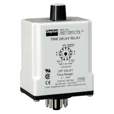 Dayton 1Egc4 Single Function Time Delay Relay, Octal, Off Delay, 1 Functions