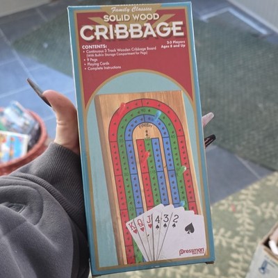 Pressman Cribbage Solid Wood Board Game, Cards & Pegs, Sealed,  Ages 8+