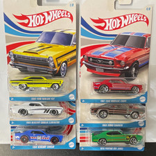 Hot Wheels Muscle Cars 6-Car Lot. Missing 7 and 8. 70 Buick gsx  67 Pontiac FB