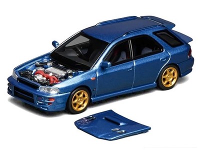 SUBARU IMPREZA WRX STI WAGON VER. VI RHD BLUE 1/64 DIECAST BY