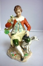 porzellan figur Sitzendorf "Dame mit Hund"