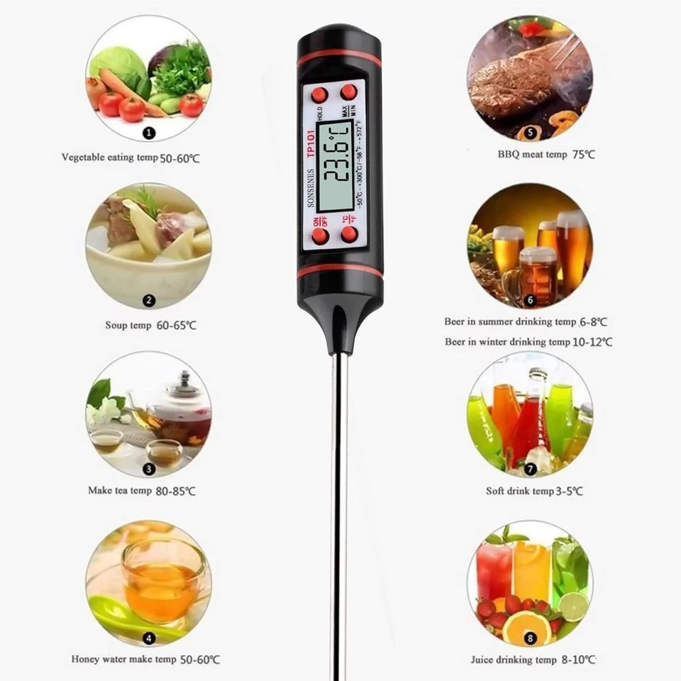 Instant Read Digital Meat Thermometer BBQ Grill Smoker Kitchen Food Cooking Lot - Image 2 of 4