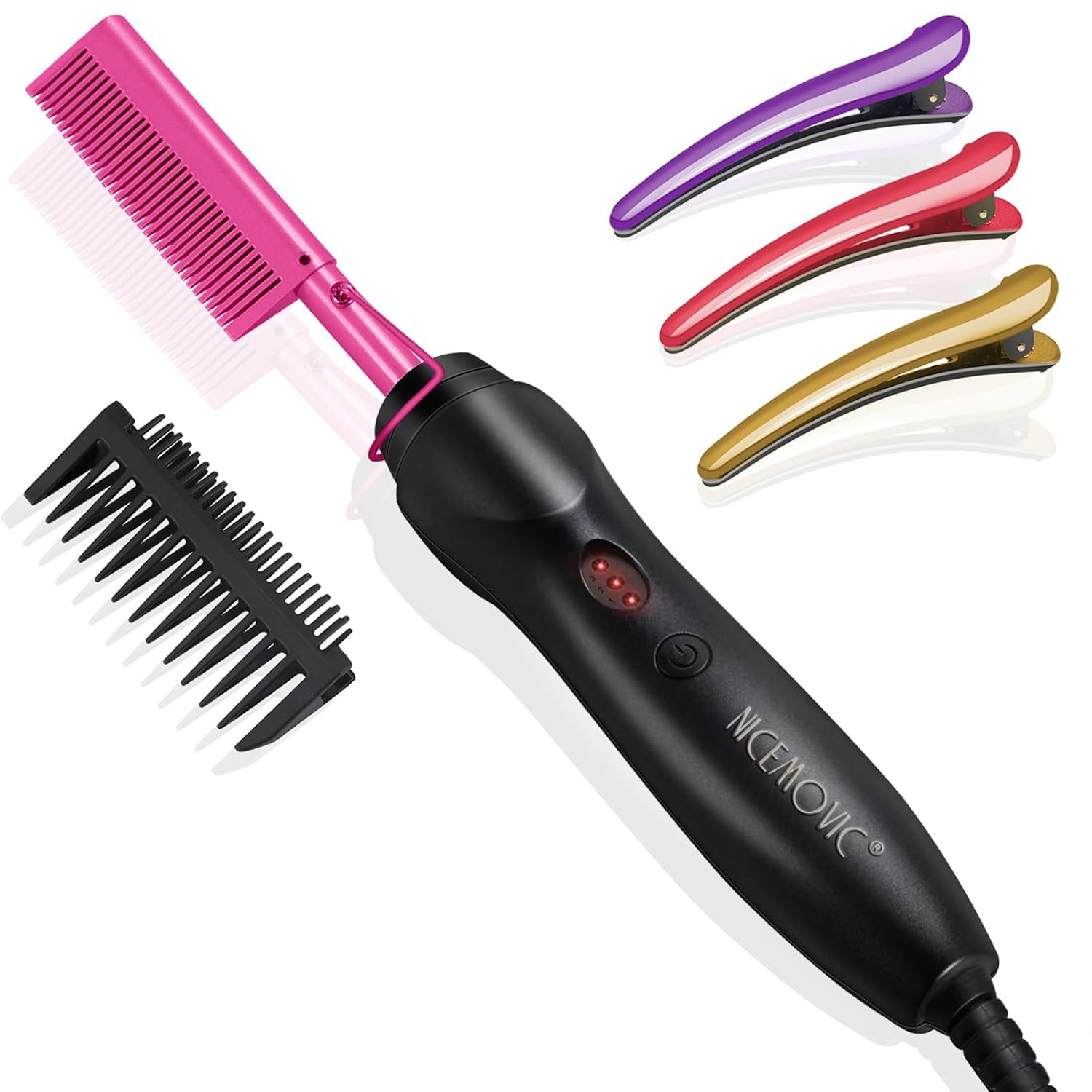 Ceramic Heating Hair Straightener Comb - Hot Pressing Brush for Natural Black Ha
