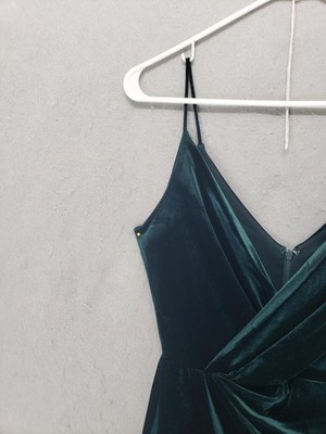 Betsey Johnson Dress Womens 2 Green Velvet Wrap Midi Sleeveless Cocktail  Party | eBay