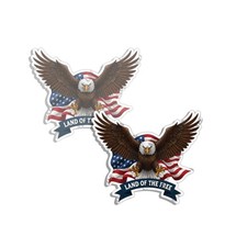 SOARING Eagle American Flag Decals LAND OF THE FREE Stickers Made in USA 2 PACK