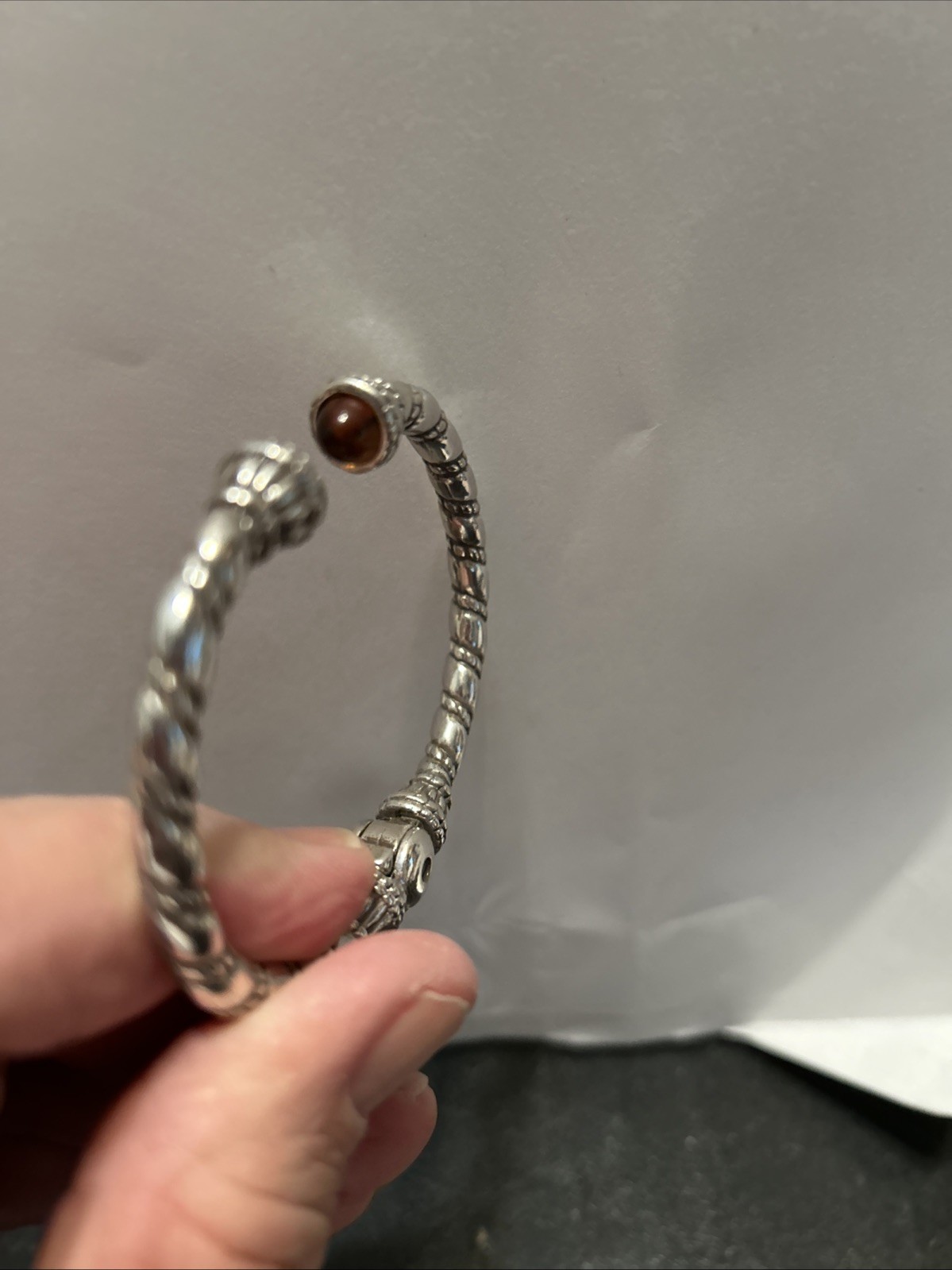 Brighton Hinged Cuff Bangle Silver Tone Rope Desi… - image 5