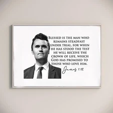 Charlie Kirk Biblical Verse poster, James 112, A True Patriot, Turning Point